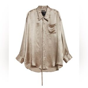 Drop Neck Satin Button-Up Shirt with Strap by R13 NWOT